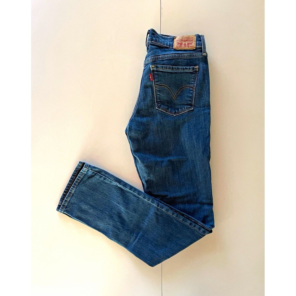 Women’s Levi’s 505 Straight Blue Denim Jeans Size 2 Regular Fit Mid Rise